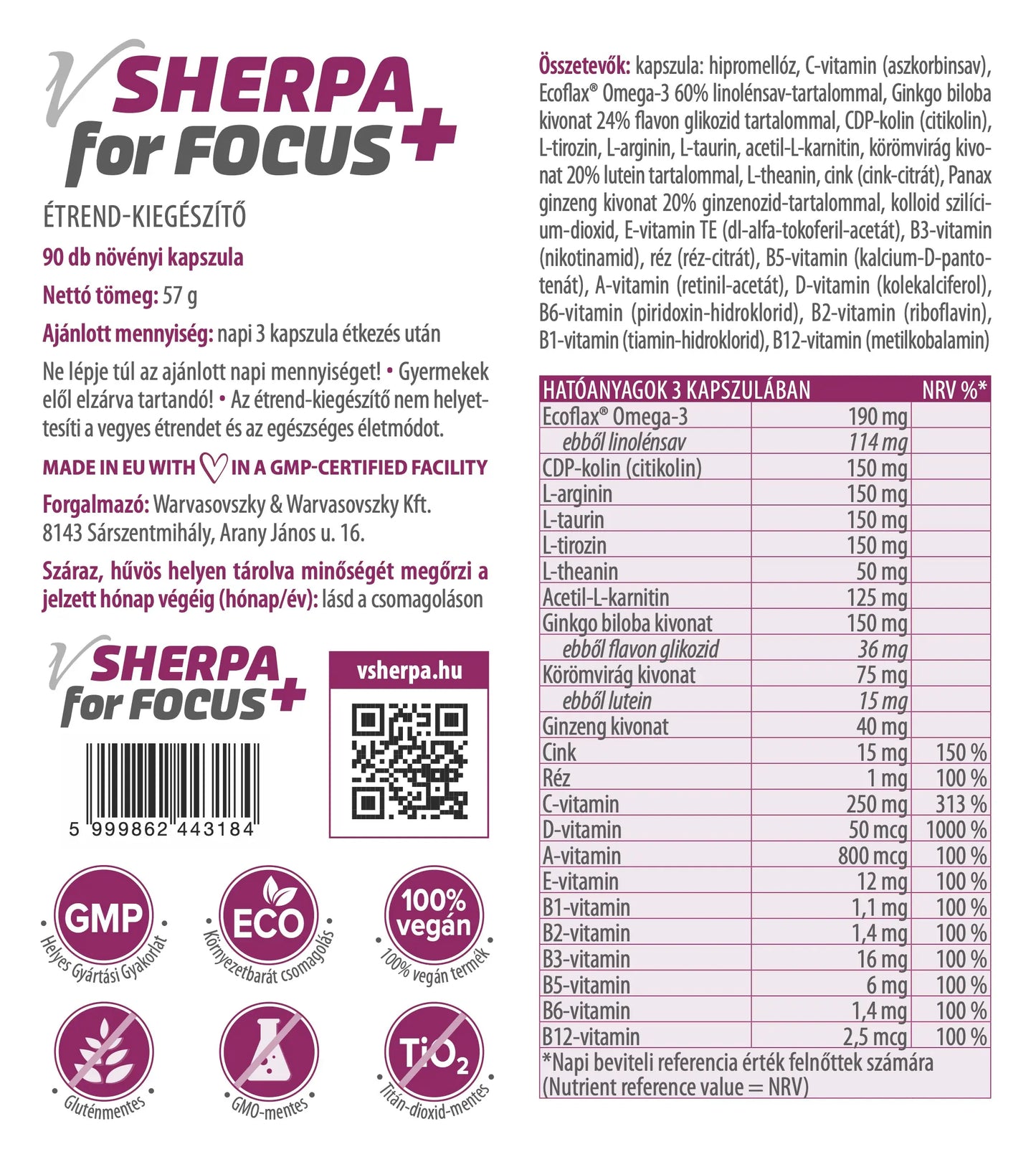 vSherpa for focus+ étrend-kiegészítő