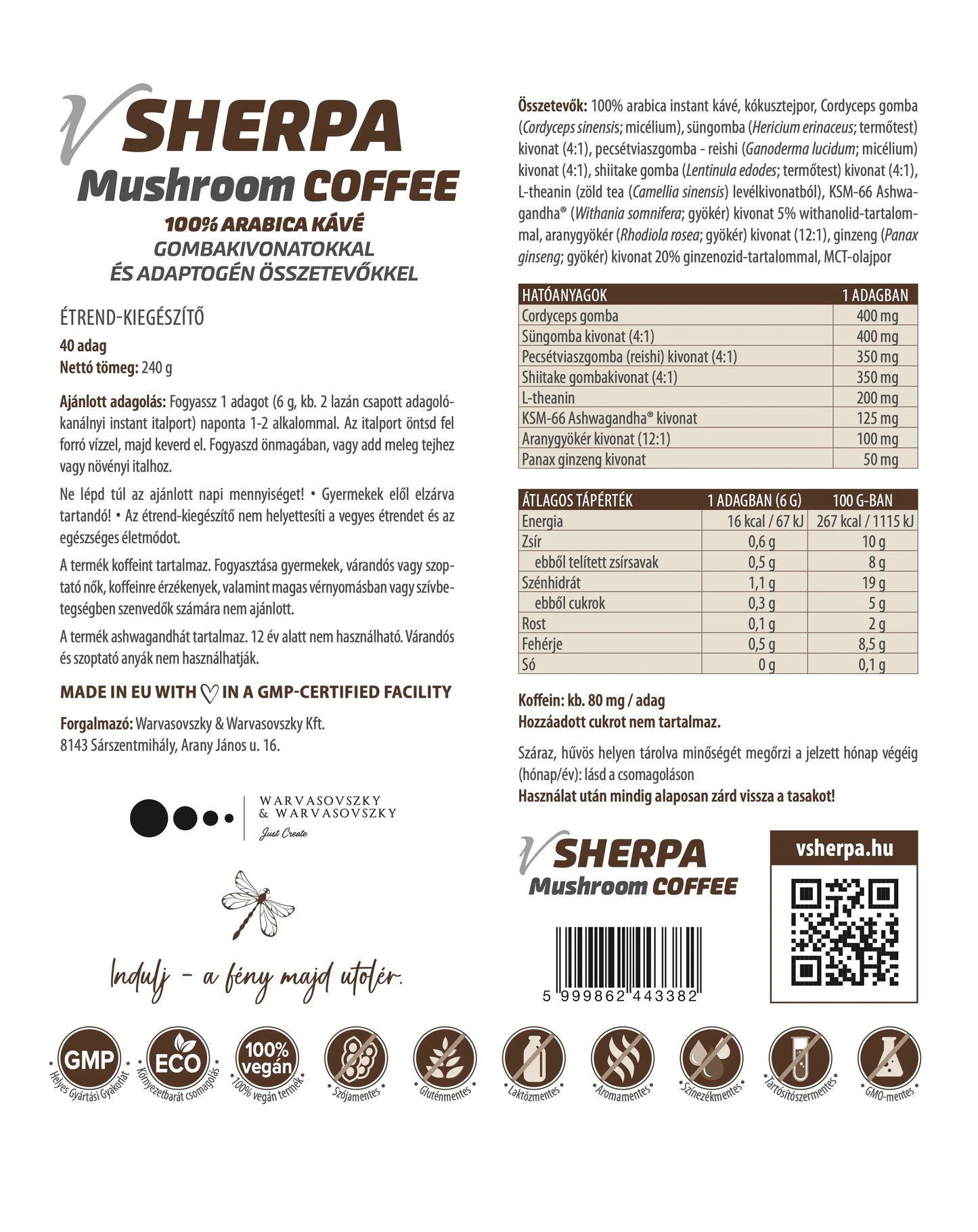 vSherpa Mushroom Coffee étrend-kiegészítő