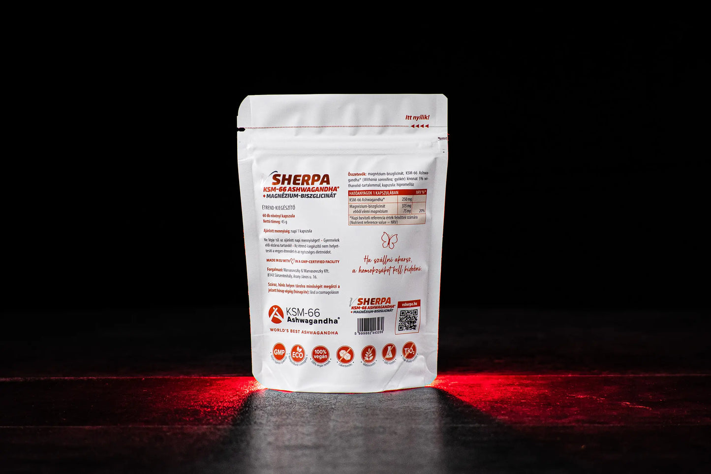 vSherpa KSM-66® Ashwagandha + Magnézium-biszglicinát étrend-kiegészítő