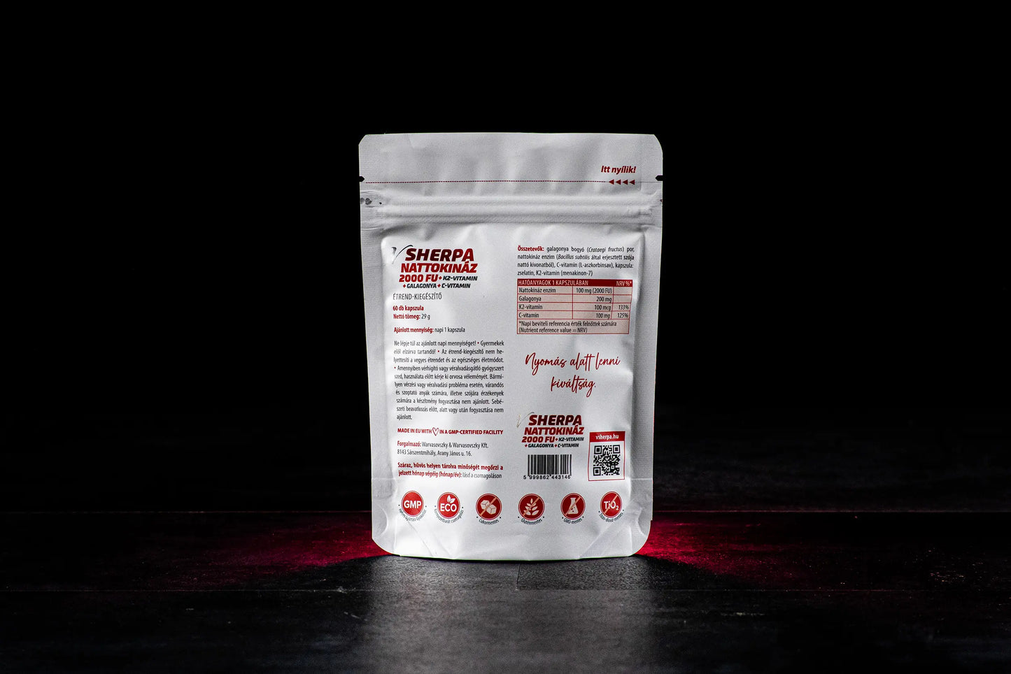 vSherpa Nattokináz + K2-vitamin + Galagonya + C-vitamin étrend-kiegészítő