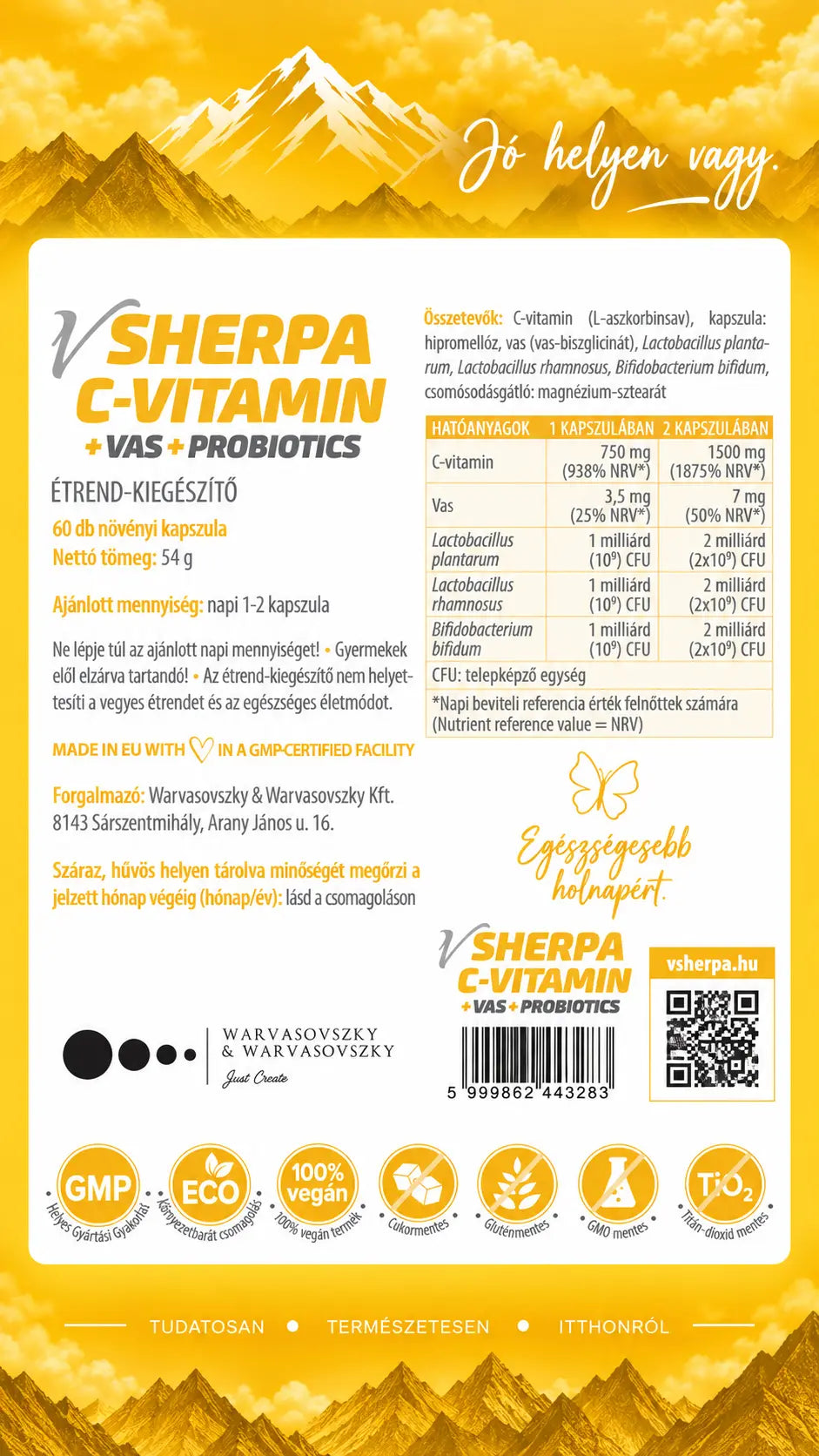 vSherpa Vitamin C + Iron + Probiotics dietary supplement