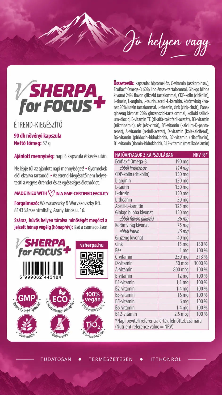 vSherpa for focus+ étrend-kiegészítő