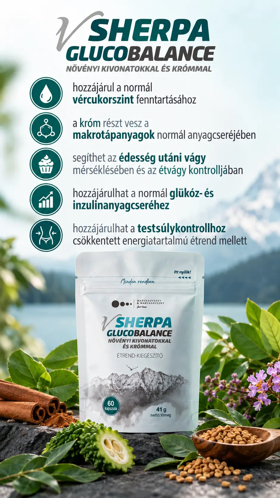 vSherpa GlucoBalance étrend-kiegészítő