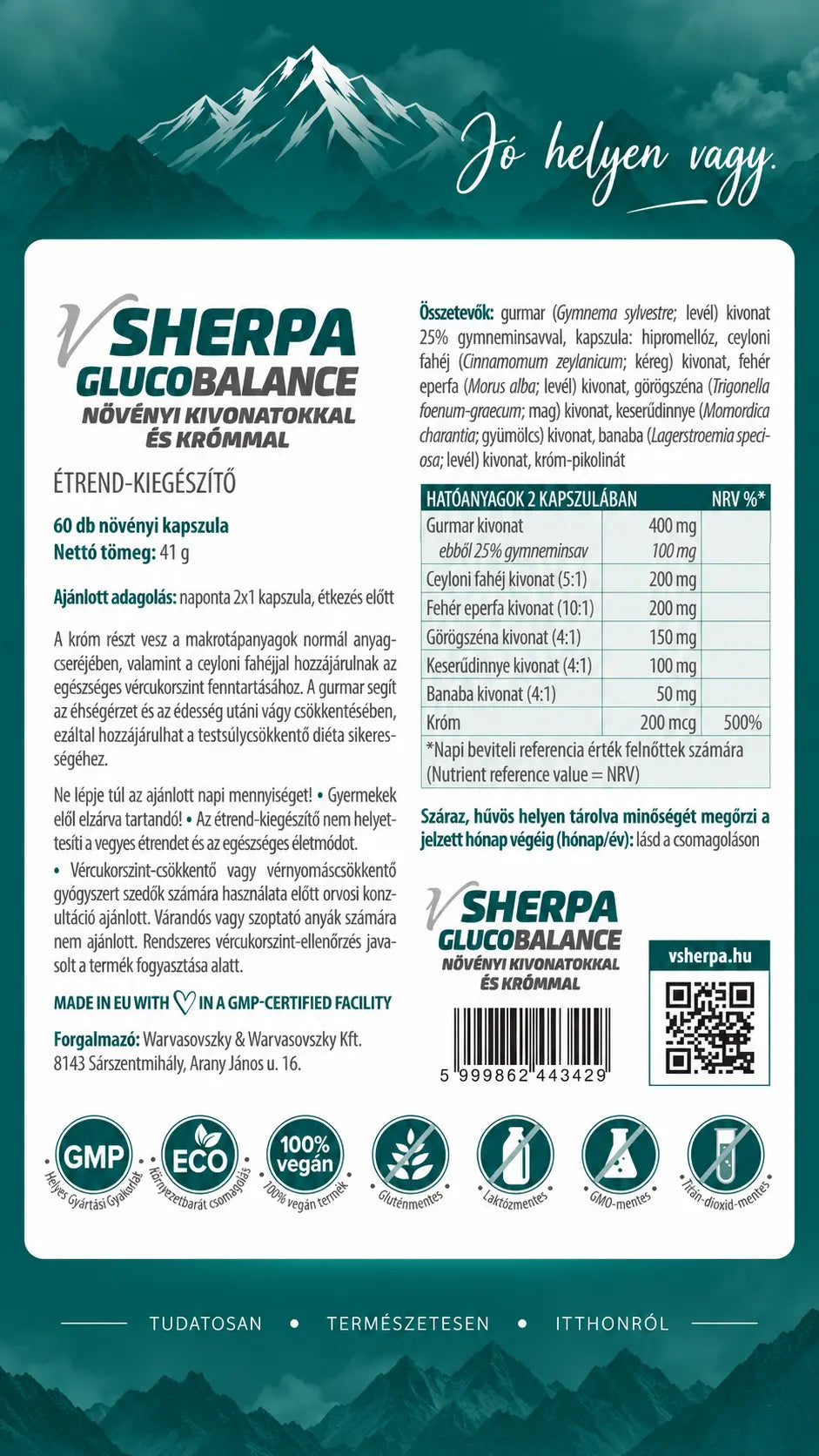 vSherpa GlucoBalance étrend-kiegészítő