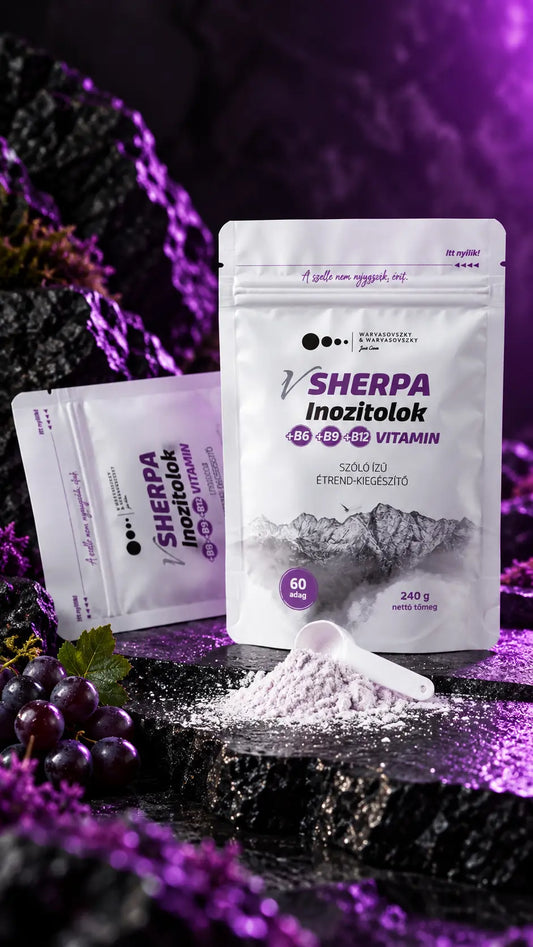 vSherpa Inozitolok +B6-, B9-, B12-vitamin szőlő ízű étrend-kiegészítő