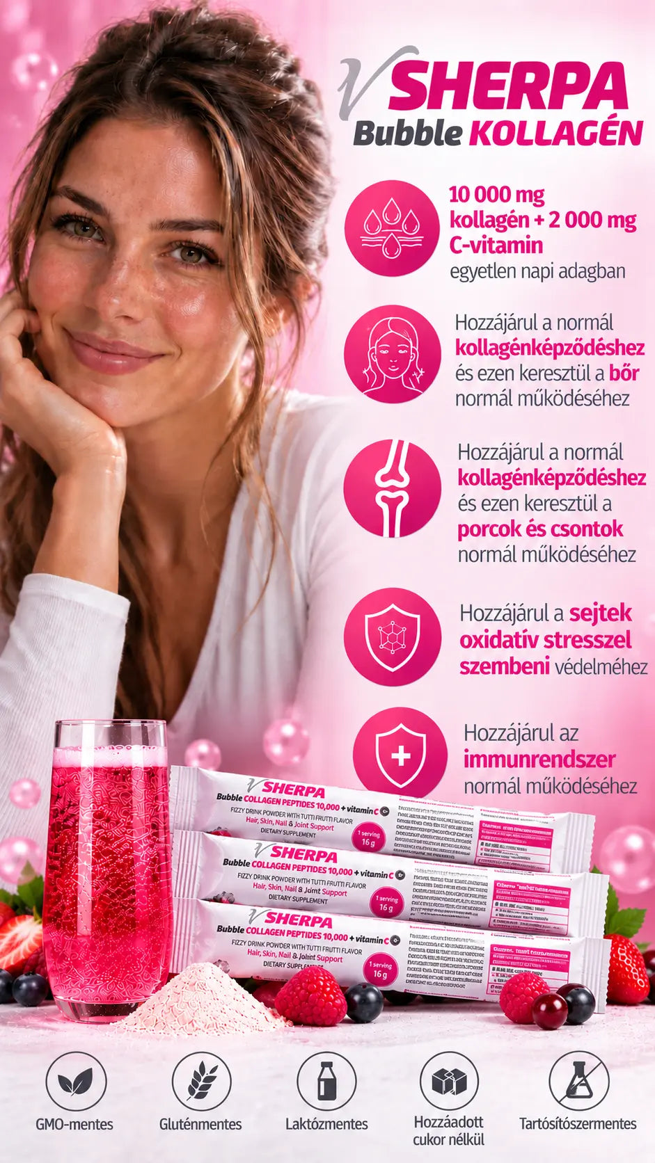 vSherpa Bubble Collagen 10,000 mg + Vitamin C 5 servings sparkling drink powder