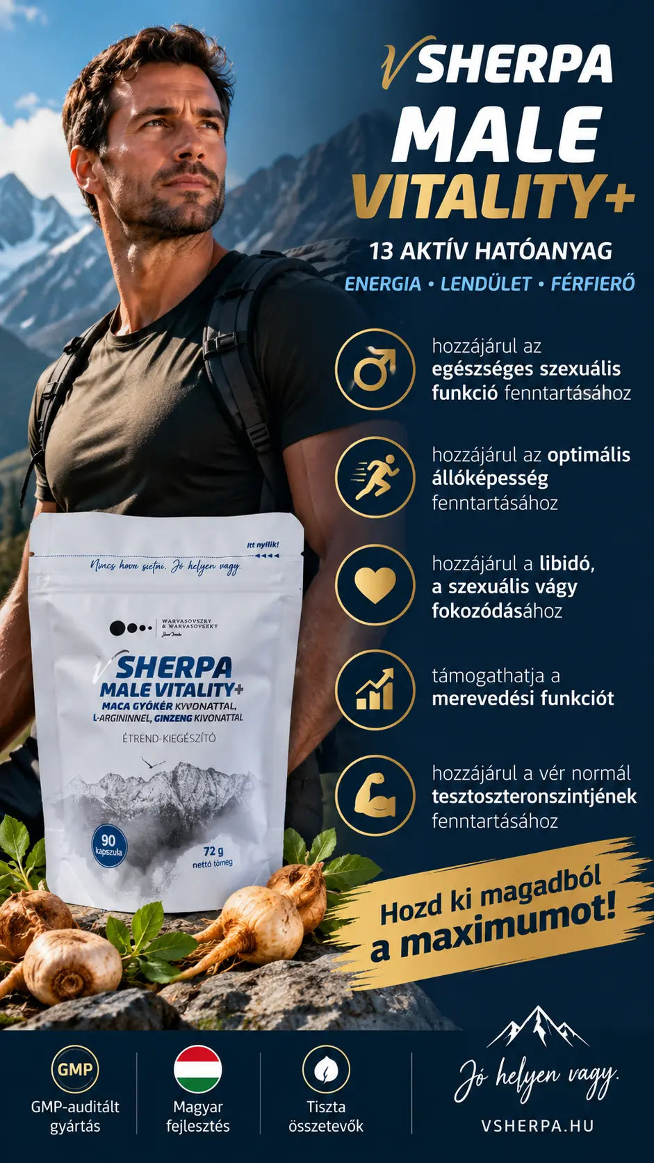vSherpa Male Vitality+ étrend-kiegészítő