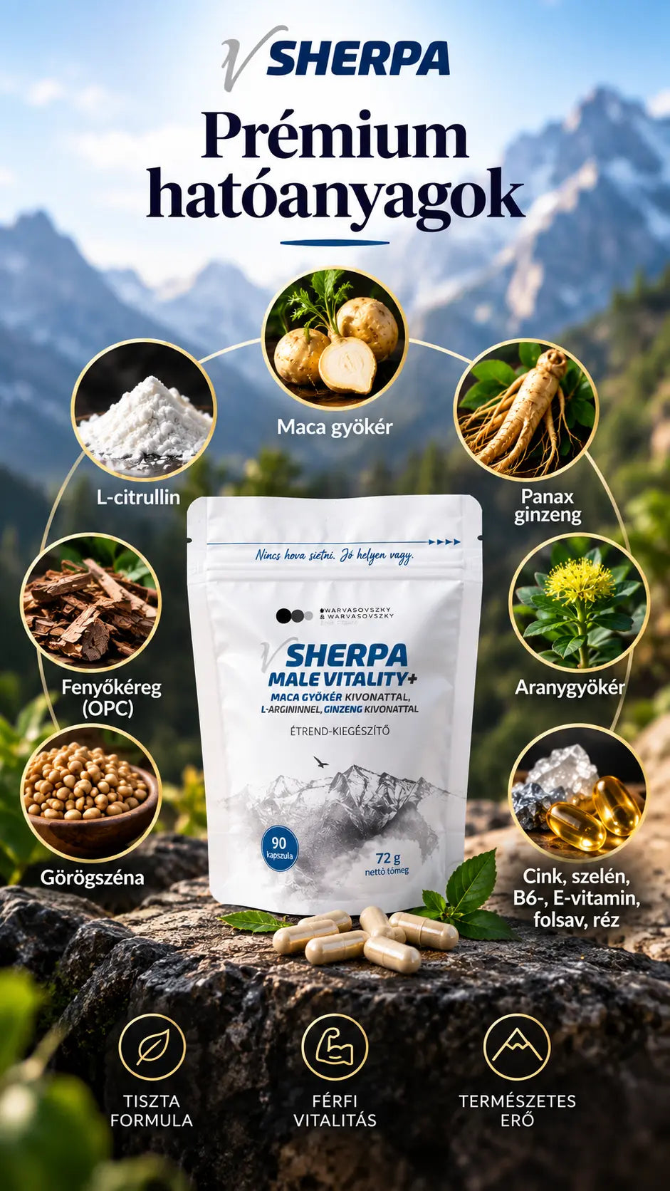 vSherpa Male Vitality+ étrend-kiegészítő