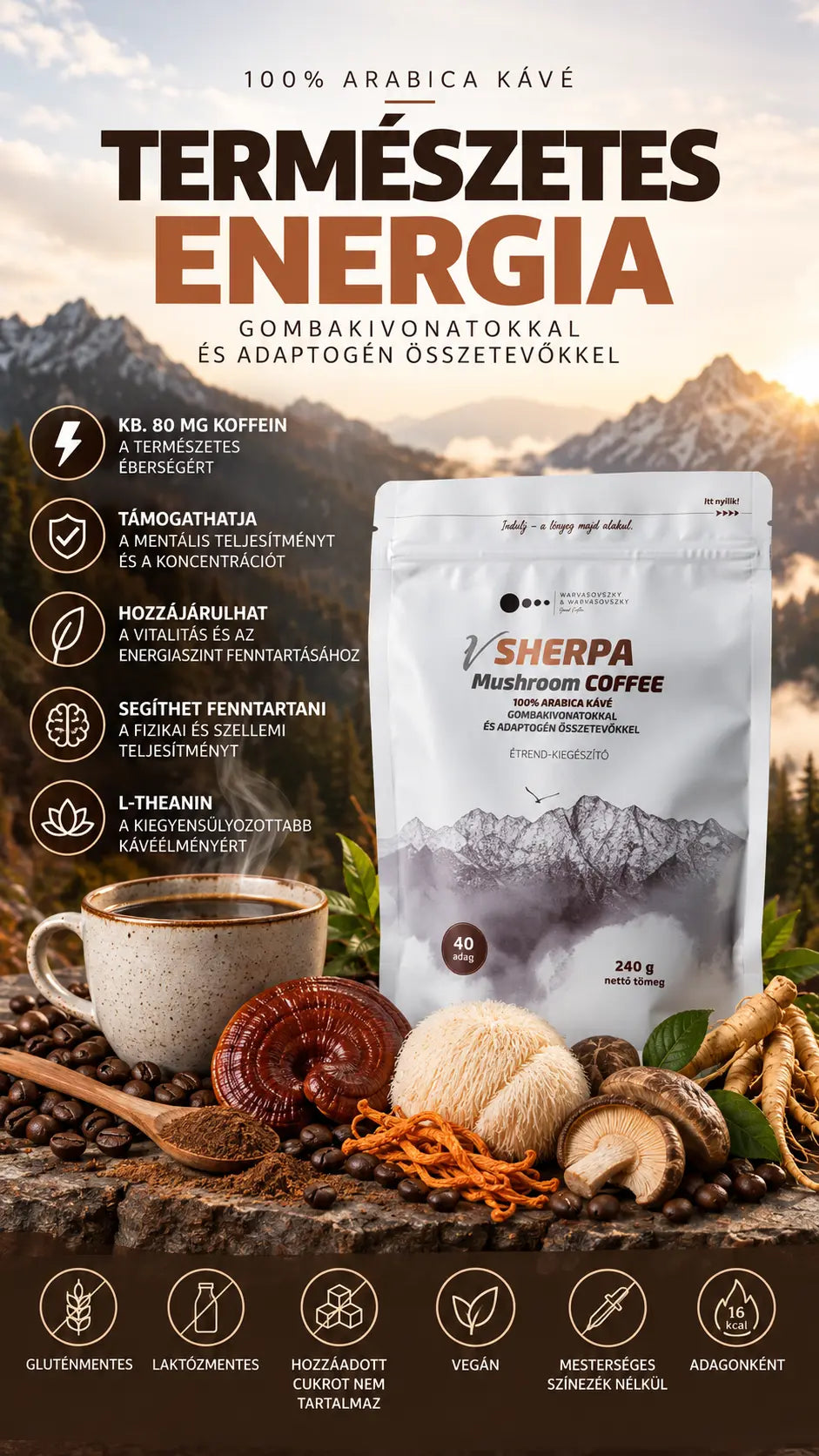 vSherpa Mushroom Coffee étrend-kiegészítő