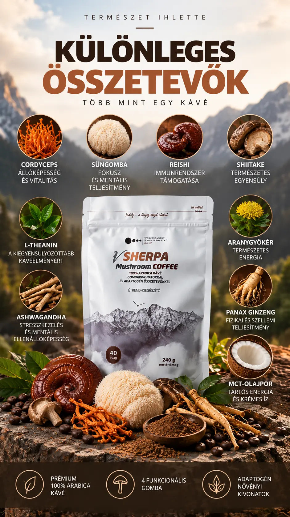 vSherpa Mushroom Coffee étrend-kiegészítő