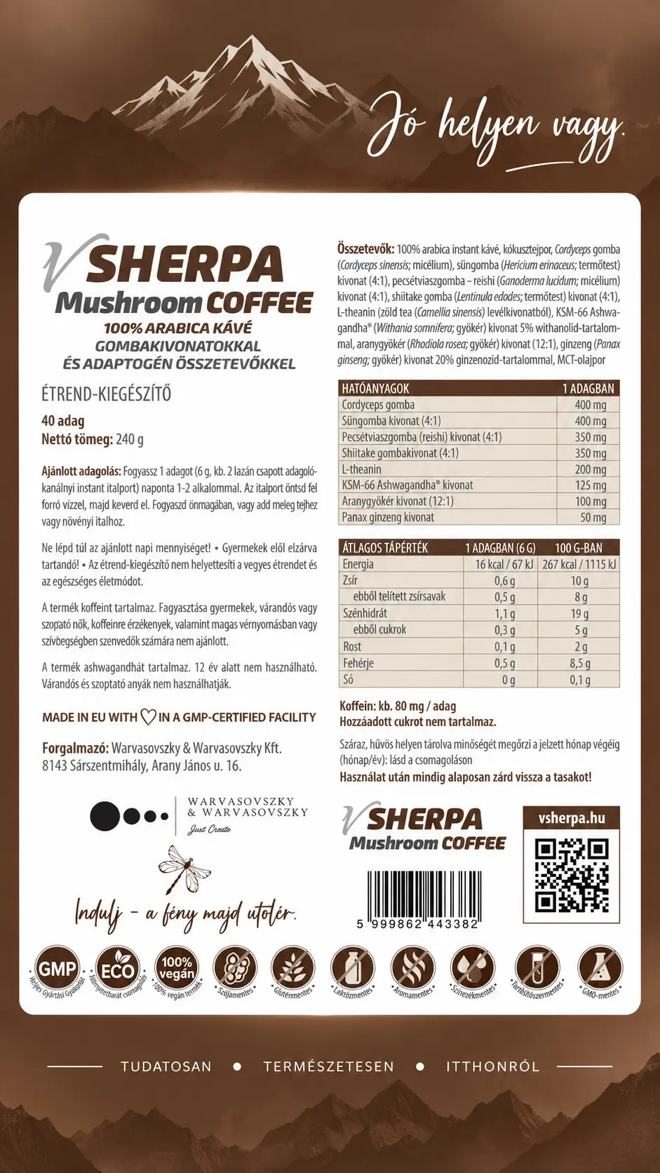 vSherpa Mushroom Coffee étrend-kiegészítő