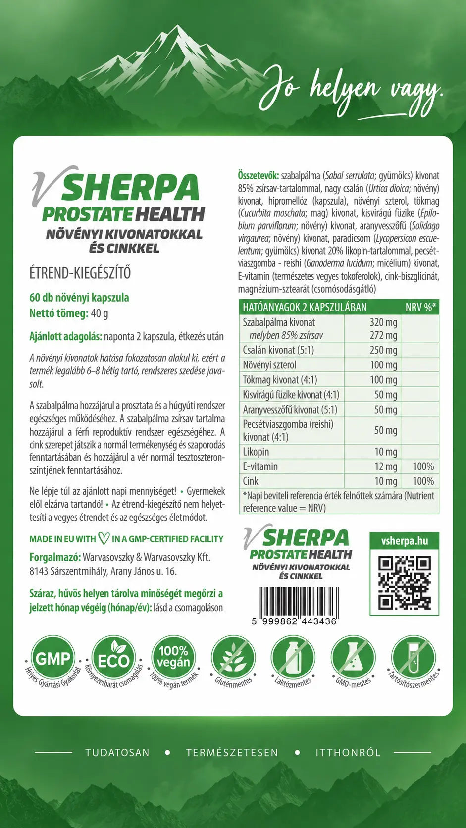 vSherpa Prostate Health étrend-kiegészítő