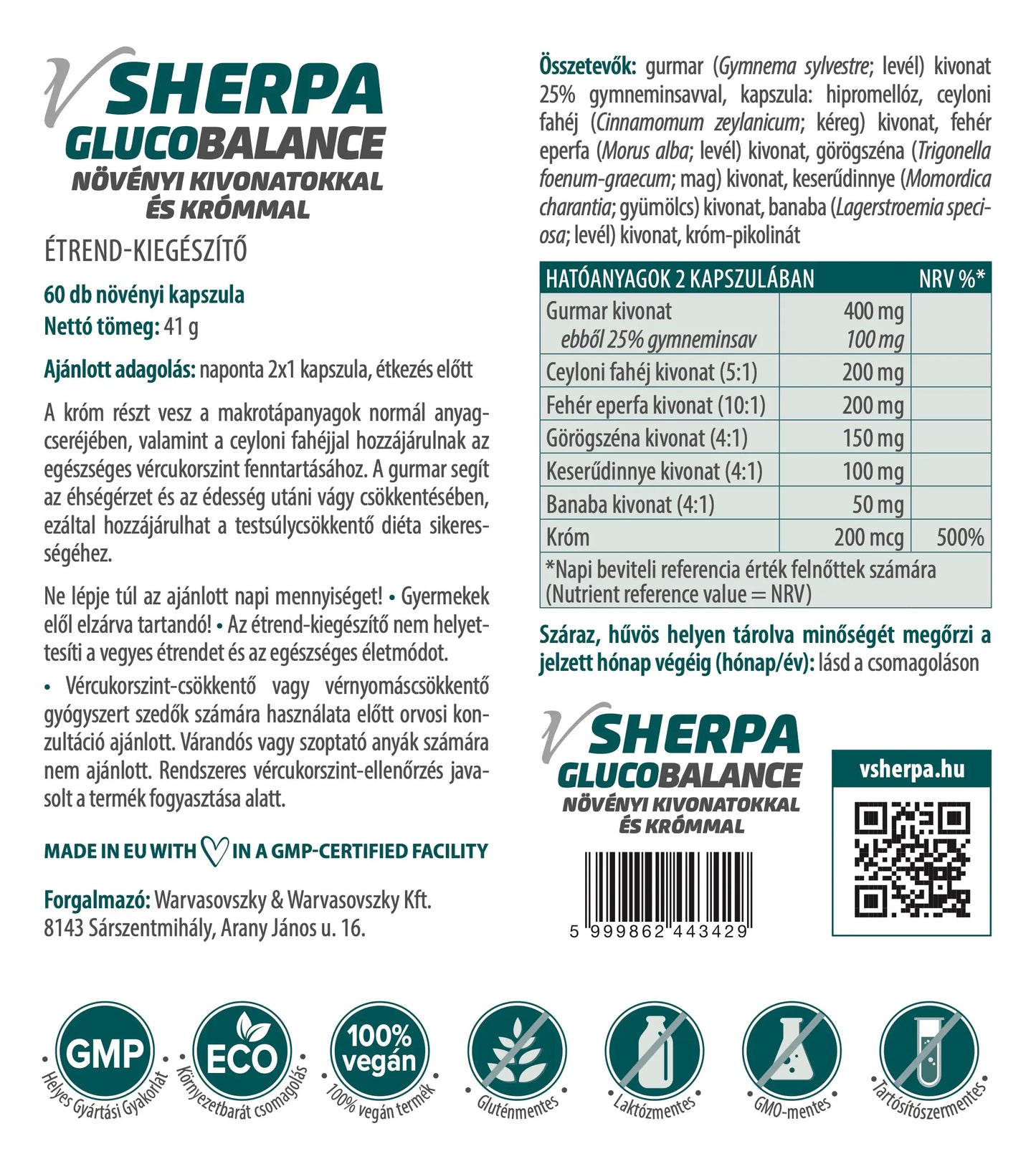vSherpa GlucoBalance étrend-kiegészítő